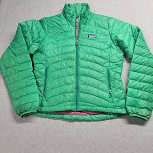 Patagonia Down Sweater Puffer Jacket Women's Size Small Green Full Zip Gorpcore